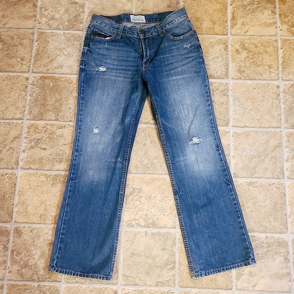 Aeropostale Benton Bootcut Mens Jeans Distressed
